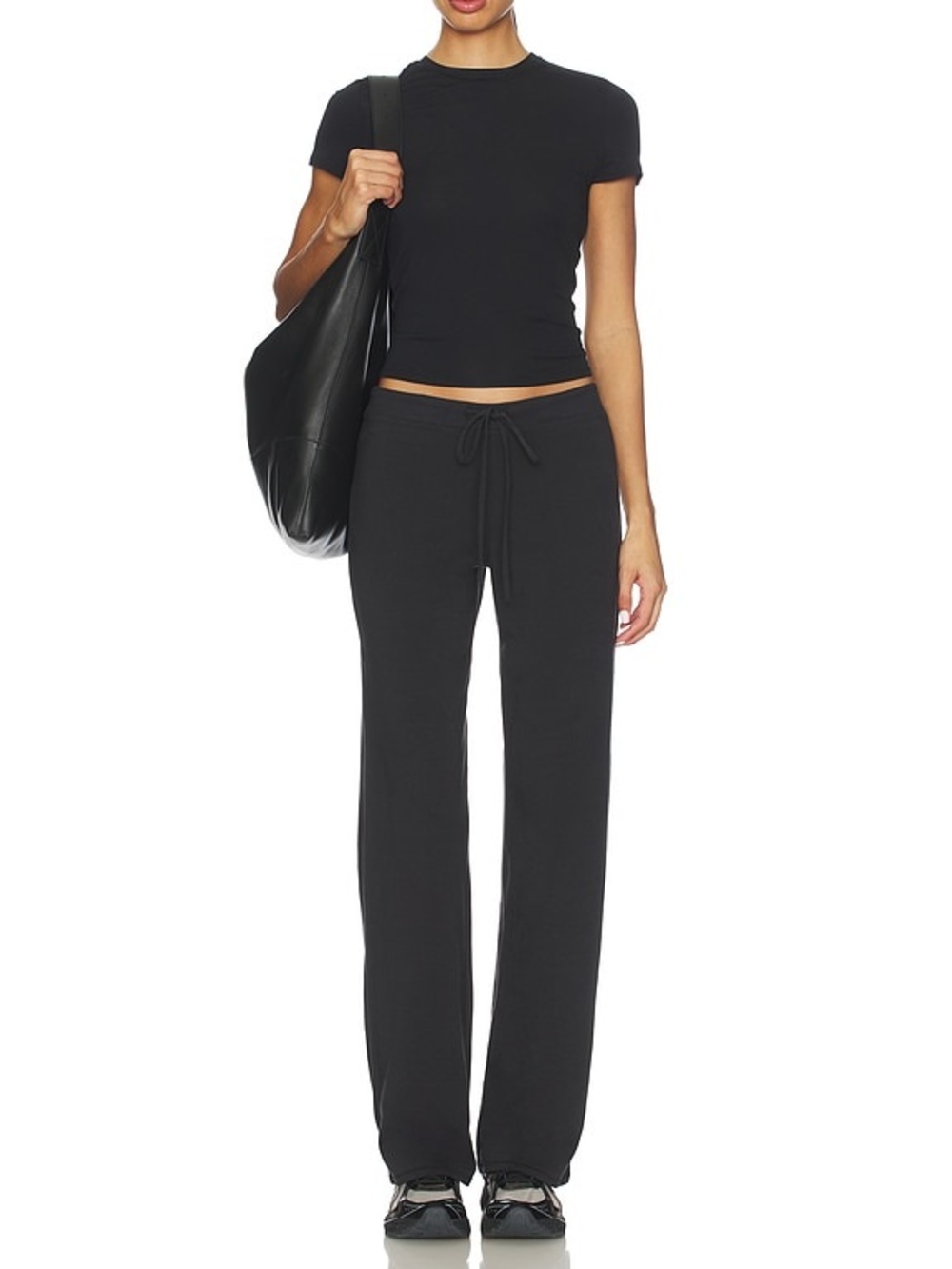SKIMS Cotton Jersey Straight Leg Drawstring Pants in Soot